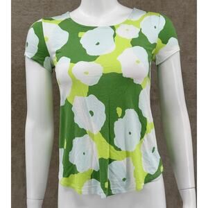 Alfani Top Womens PP 0P Green Abstract Floral Stretch Short Sleeve Spring Casual